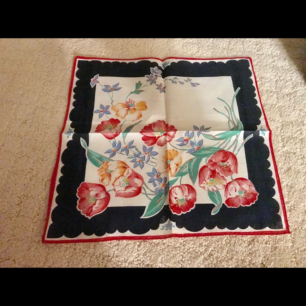 Vintage cotton floral handkerchief. Never used.